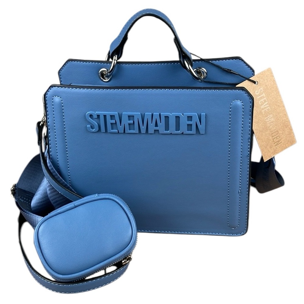 Steve Madden Bevelyn Satchel Blue Purse NWT - Picture 2 of 16